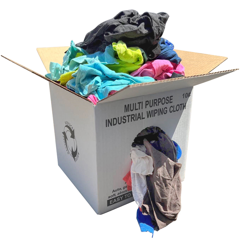 NEW Color Knit T-Shirt Cleaning Rags 10 lbs. Box - Multipurpose Cleaning