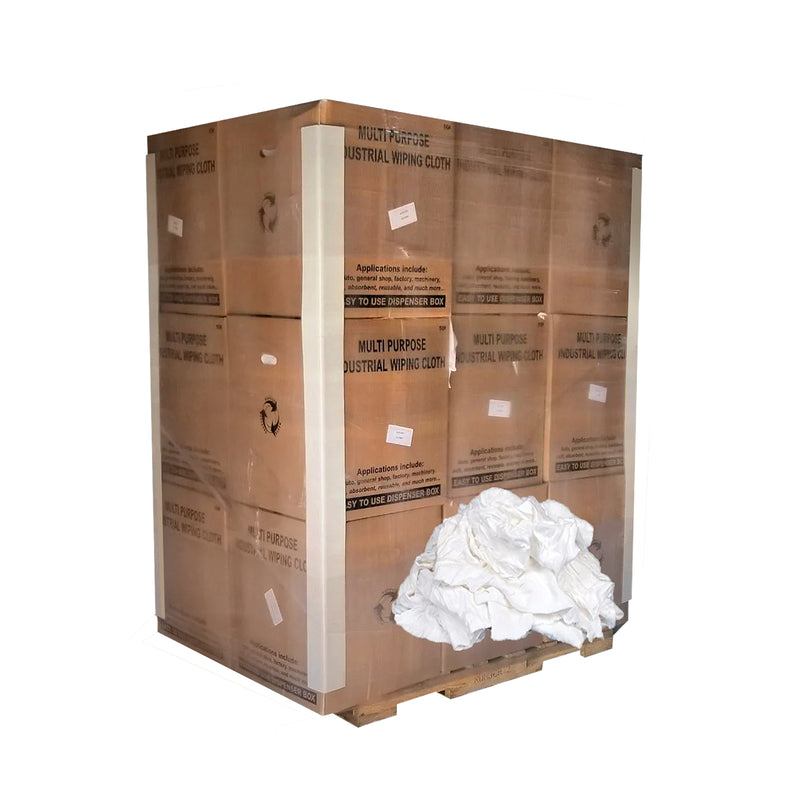 White Knit T-Shirt 100% Cotton Cleaning Rags 600 lbs. Boxes Pallet - Multipurpose Cleaning