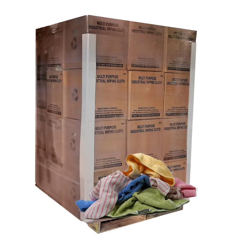 Color Terry Towel 100% Cotton Cleaning Rags - 600 lbs. Pallet Boxes  - Multipurpose Cleaning