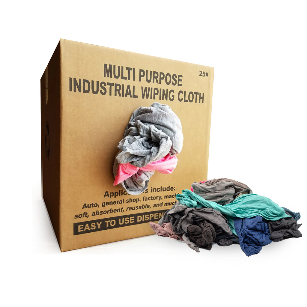 NEW Color Knit T-Shirt Cleaning Rags 25 lbs. Box - Multipurpose Cleaning