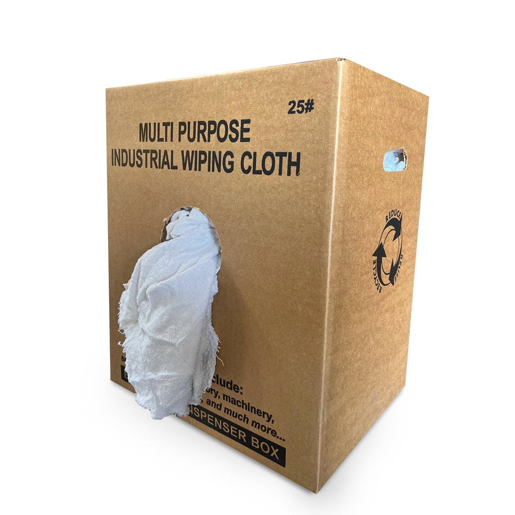 White Terry Towel 100% Cotton Cleaning Rags - 25 lbs. Box- Multipurpose Cleaning