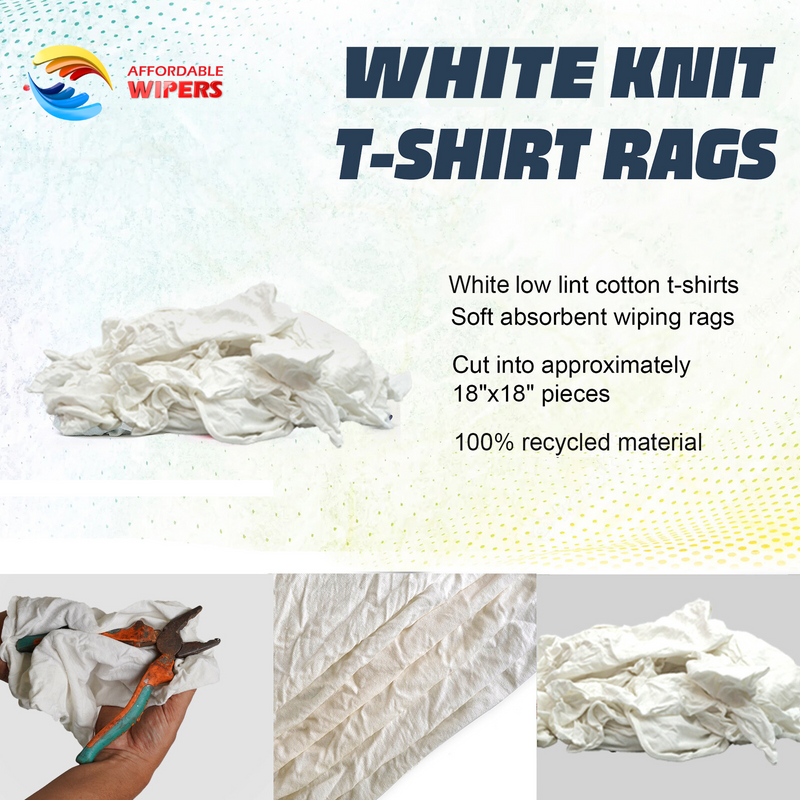 White Knit T-Shirt 100% Cotton Cleaning Rags 25 lbs. Bag - Multipurpose  Cleaning