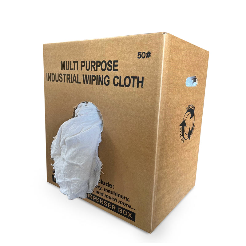 White Terry Towel 100% Cotton Cleaning Rags - 50 lbs. Box- Multipurpose Cleaning