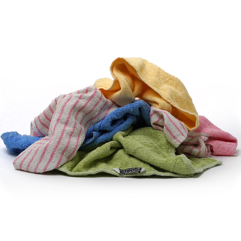 Color Terry Towel 100% Cotton Cleaning Rags - 600 lbs. Pallet 24 x 25 Bags  - Multipurpose Cleaning