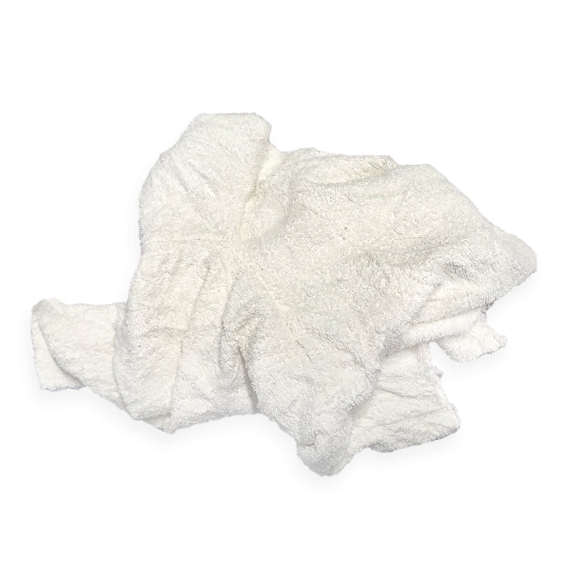 White Terry Towel 100% Cotton Cleaning Rags - 1000 lbs. Bale Cut- Multipurpose Cleaning