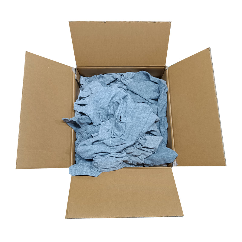 Gray Knit T-Shirt Cotton Cleaning Rags 50 lbs. Box- Multipurpose Cleaning