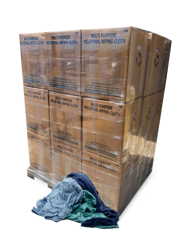 Color Knit T-Shirt Wiping Rags 600 lbs. Pallet in Boxes - Multipurpose Cleaning