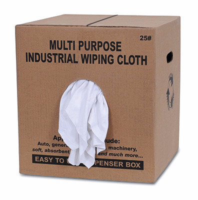 White Cotton Recycled Sheeting Rags Wiping Rags - 25 lbs. Box -  Multipurpose Cleaning