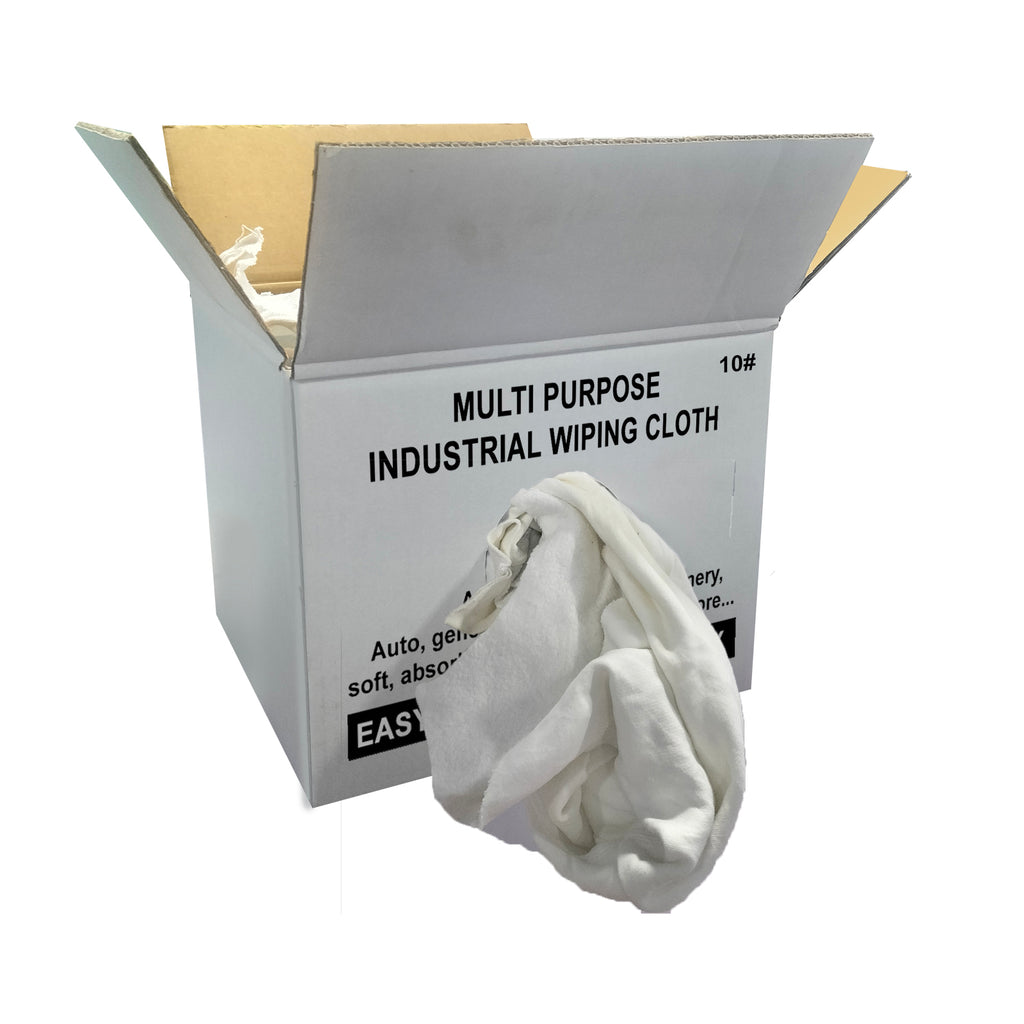 White Fleece Cotton Cleaning Rags-10 lbs. Box-Multipurpose Cleaning