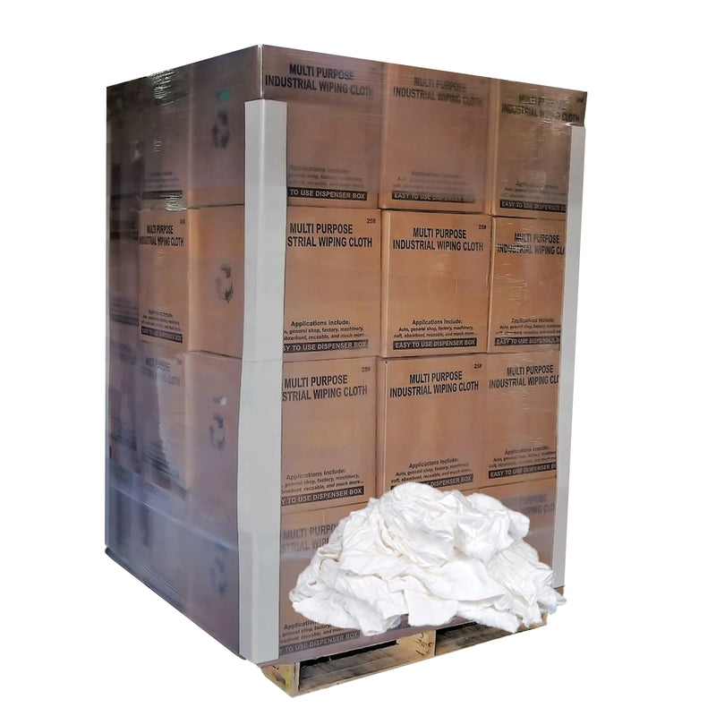 White Knit T-Shirt 100% Cotton Cleaning Rags 600 lbs. Boxes Pallet - Multipurpose Cleaning