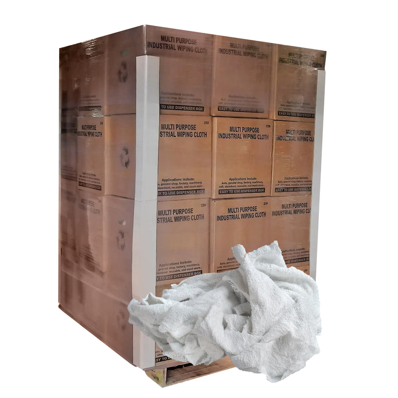 White Terry Towel 100% Cotton Cleaning Rags - 600 lbs. Boxes - Multipurpose Cleaning