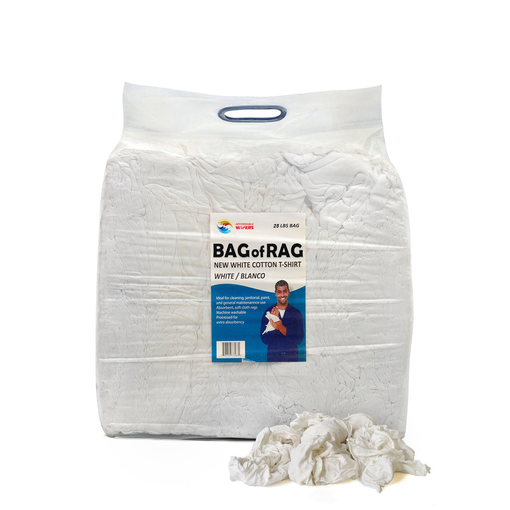 NEW White Knit T-Shirt Cleaning Rags (25 lbs. Bag) - Multipurpose Cleaning
