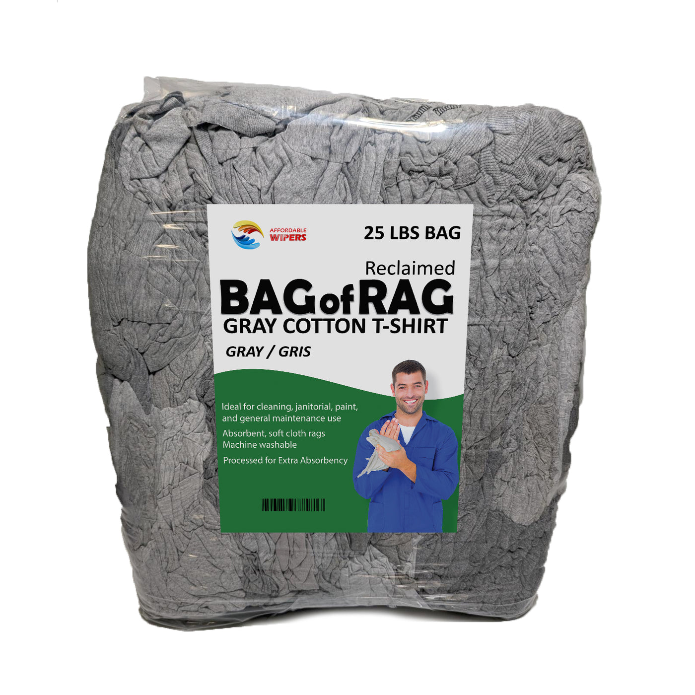 Clean Rags Only Label Multipurpose Cleaning Gray Knit T-Shirt Cotton Rags 600 lbs ...