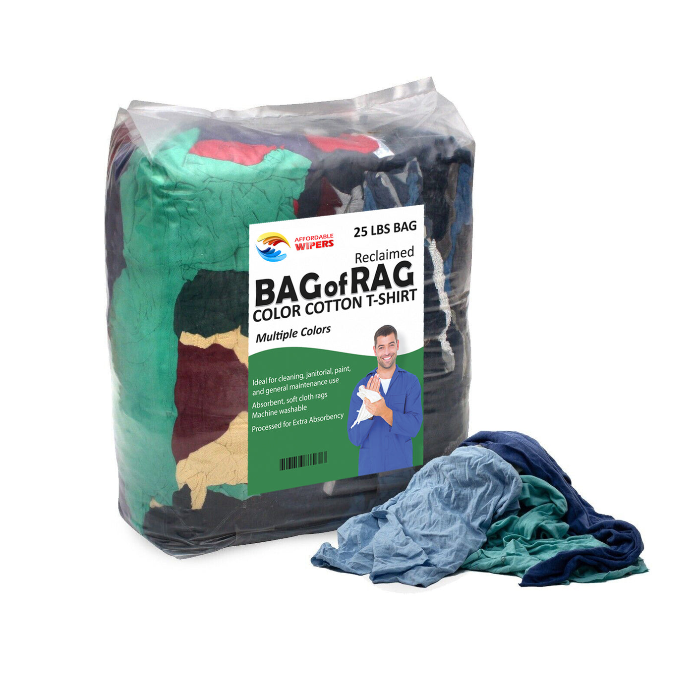 Color Knit T-Shirt Wiping Rags 25 lbs. Bag - Multipurpose Cleaning ...