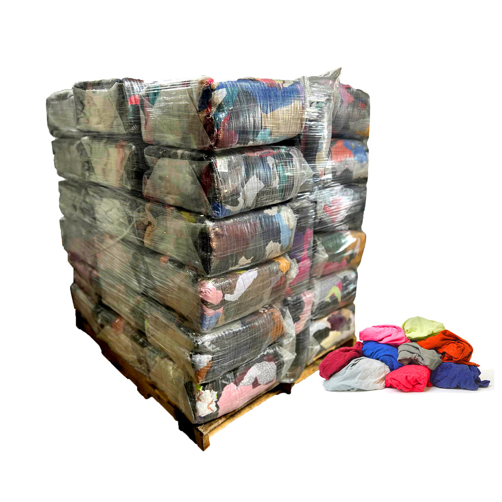 Color Knit T-Shirt Cleaning Rags 1000 lbs. PALLET- 40x25 lbs bags - Multipurpose Cleaning