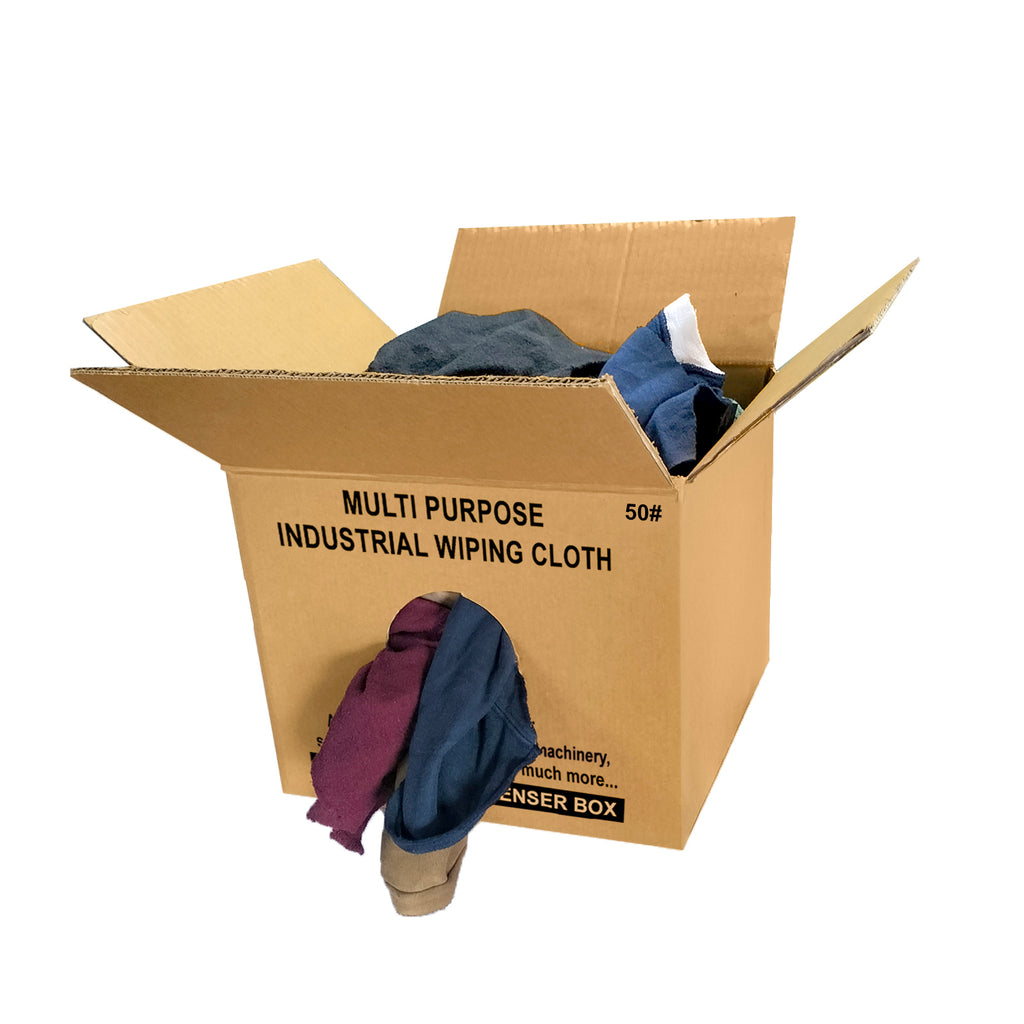 Color Fleece 100% Cotton Cleaning Rags - 50 lbs. Box - Multipurpose Cleaning