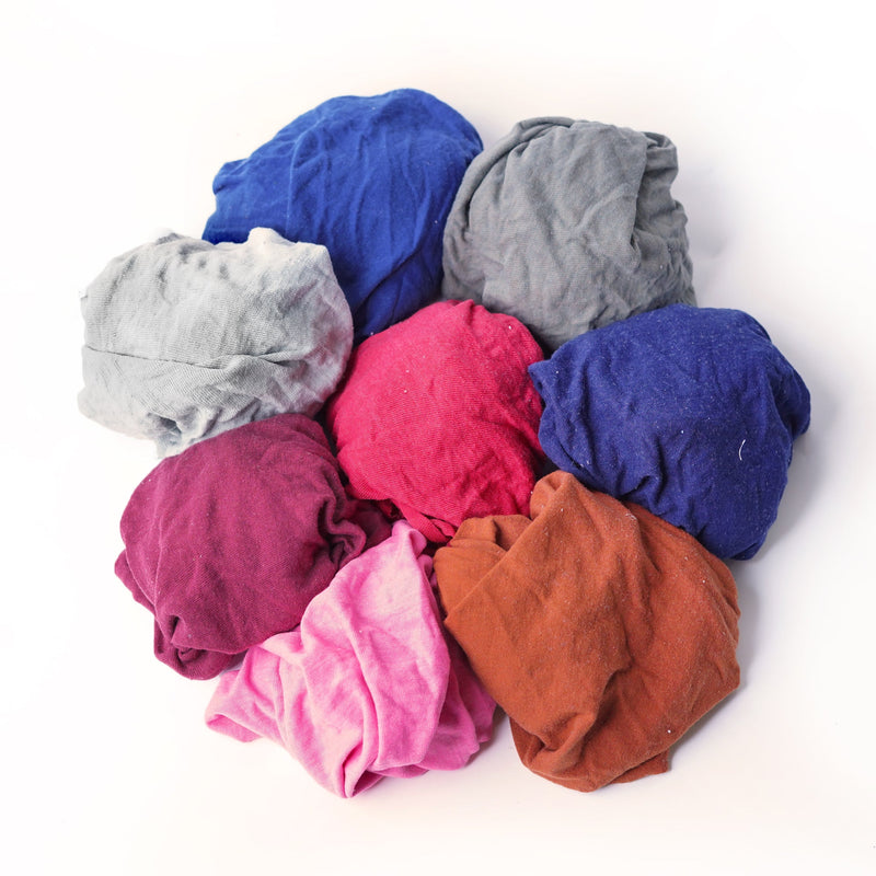 Color Knit T-Shirt Cleaning Rags 1000 lbs. Bale Cut - Multipurpose Cleaning