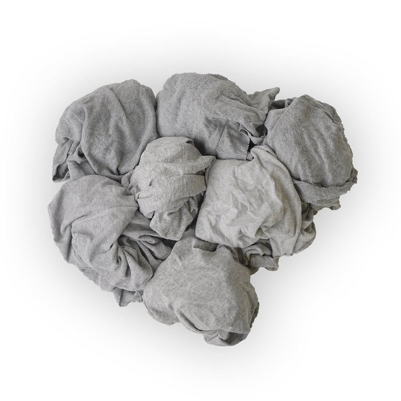 Gray Knit T-Shirt Cotton Cleaning Rags 1000 lbs. Bale Cut - Multipurpose Cleaning