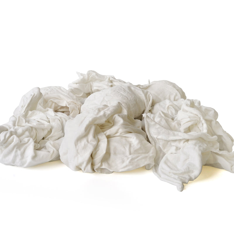 NEW White Knit T-Shirt Cleaning Rags (25 lbs. Box) - Multipurpose Cleaning