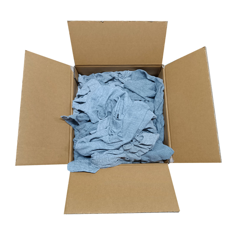 Gray Knit T-Shirt Cotton Cleaning Rags 25 lbs. Box- Multipurpose Cleaning