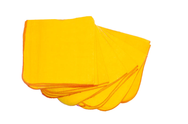 100% Cotton Large Yellow Dust/Duster Cloth Size: 24" x 14" - 12 Pieces