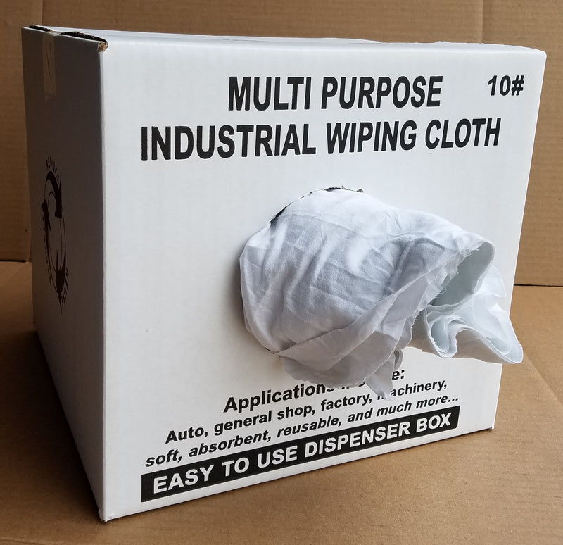 White Knit with Print Wiping Rags - 10 lbs Box