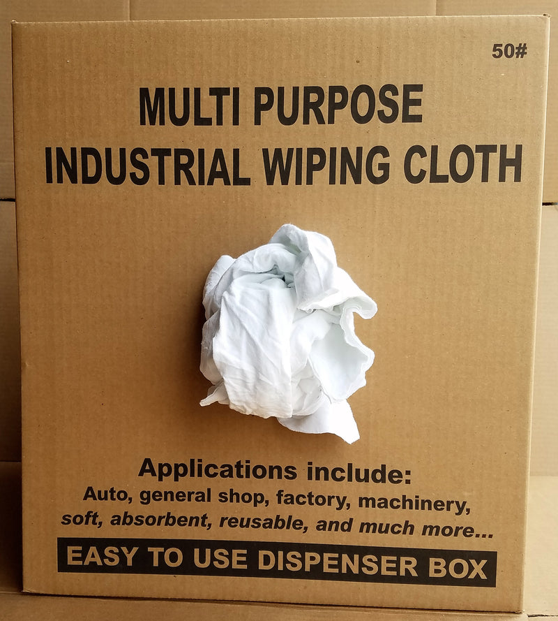 White Knit with Print Wiping Rags - 50 lbs Box