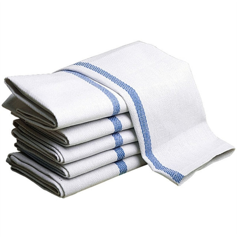  The Weaver's Blend Set of 3 Kitchen Towels + 3 Dish Cloths,  Basket Weave, 100% Cotton, Absorbent, Size 28”x18” and 12'x12”, Bright Blue  Stripe, Kitchen Towels and Dish Cloths Reusable Dish
