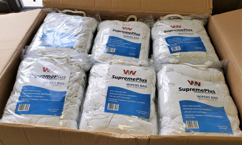Premium New White T-Shirt Wiping Rags - 50 Bags of 1 lbs