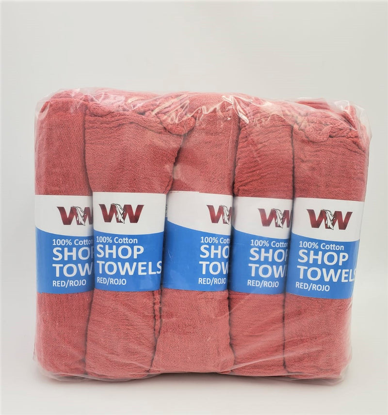 Red Shop Towels - 10 Rolls of 12 (doz) Retail Packaging