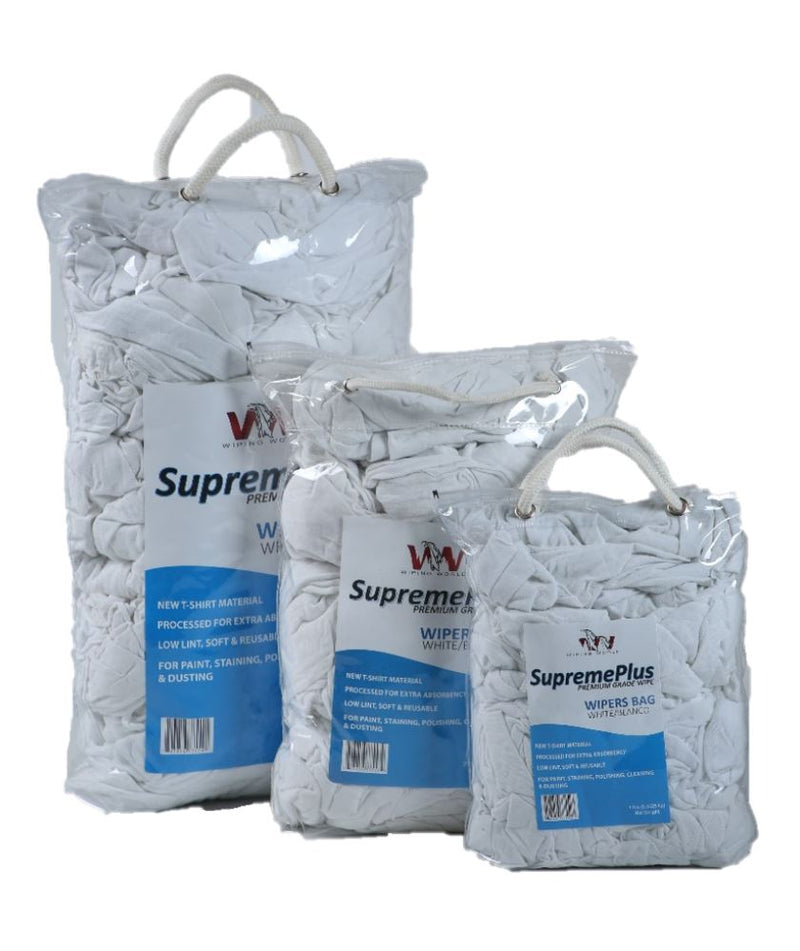 Premium New White T-Shirt Wiping Rags - 50 Bags of 1 lbs